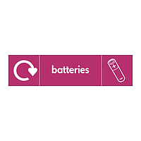 Batteries with WRAP recycling logo & icon sign