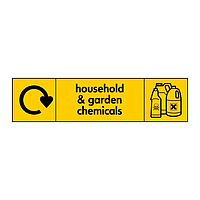 Household & garden chemicals with WRAP recycling logo & icon sign