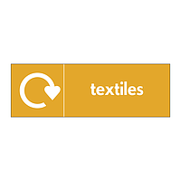 Textiles with WRAP recycling logo sign