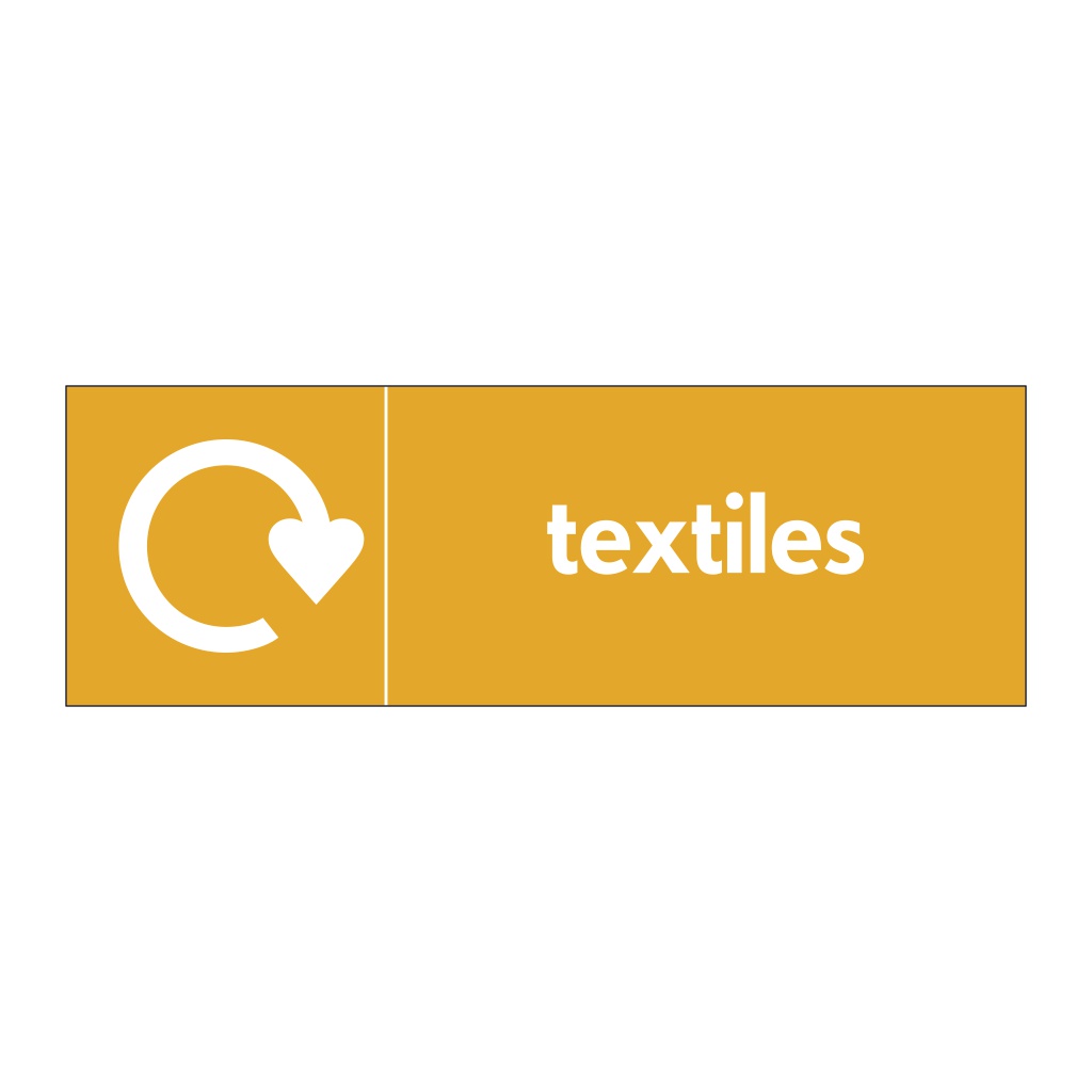 Textiles with WRAP recycling logo sign