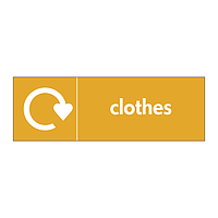 Clothes with WRAP recycling logo sign