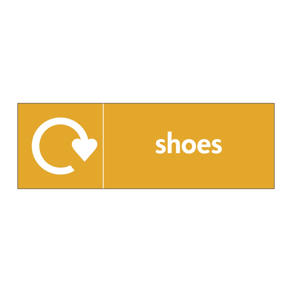 Shoes with WRAP recycling logo sign | British Safety Signs