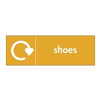 Shoes with WRAP recycling logo sign