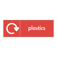 Plastics with WRAP Recycling Logo sign