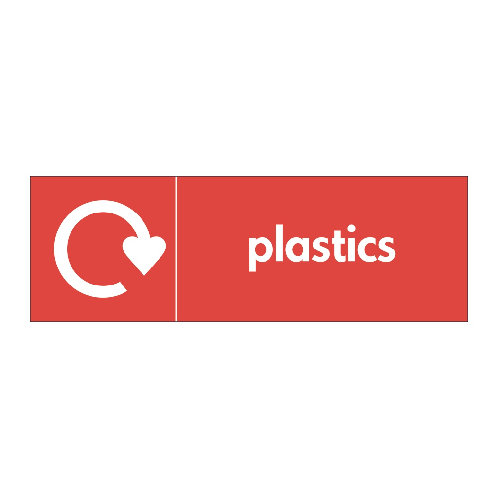 Plastics with WRAP Recycling Logo sign