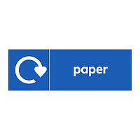 Paper with WRAP recycling logo sign