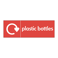 Plastic bottles with WRAP recycling logo sign