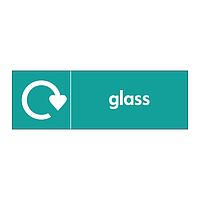 Glass with WRAP recycling logo sign