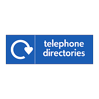 Telephone directories with WRAP recycling logo sign