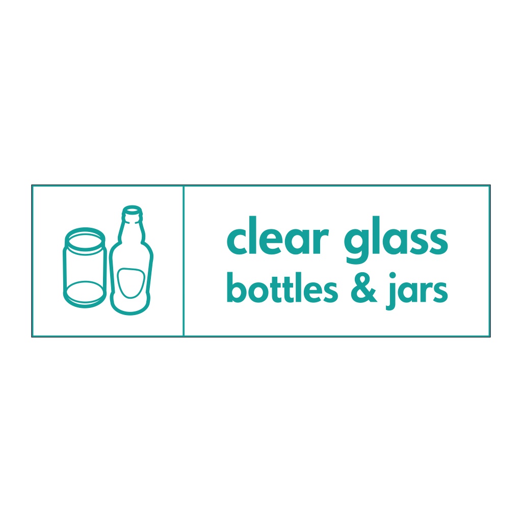 Clear glass bottles & jars with icon sign