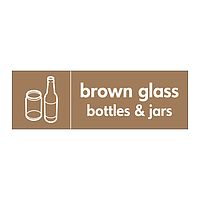 Brown glass bottles & jars with icon sign