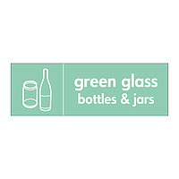 Green glass bottles & jars with icon sign