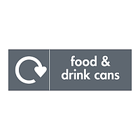 Food & drink cans with WRAP Recycling Logo Sign