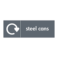 Steel cans with WRAP recycling logo sign