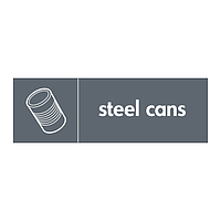 Steel cans with icon sign