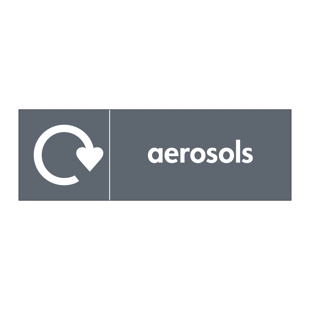 Aerosols with WRAP Recycling Logo sign