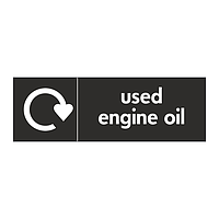 Used engine oil with WRAP recycling logo sign
