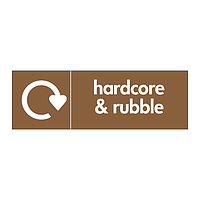 Hardcore & rubble with WRAP recycling logo sign