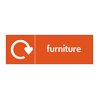 Furniture with WRAP recycling logo sign