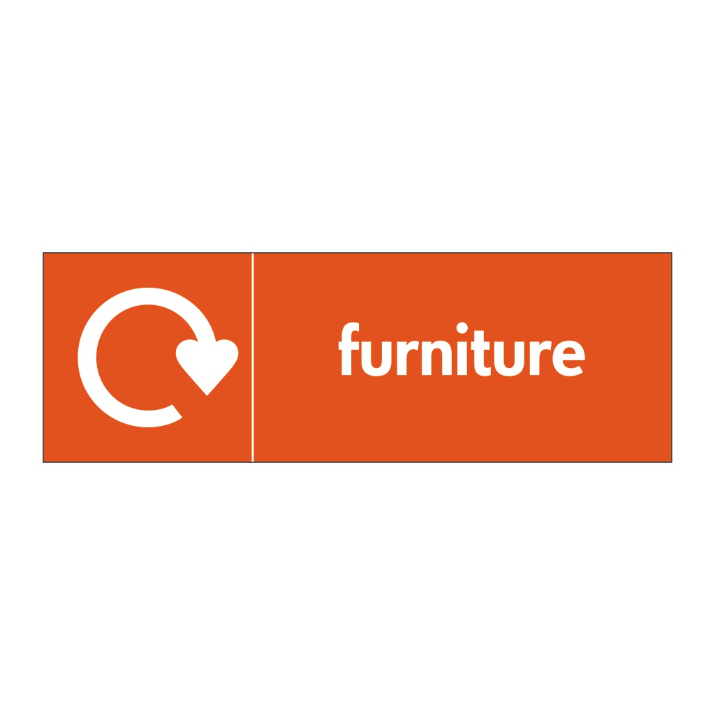 Furniture with WRAP recycling logo sign