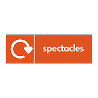 Spectacles with WRAP recycling logo sign