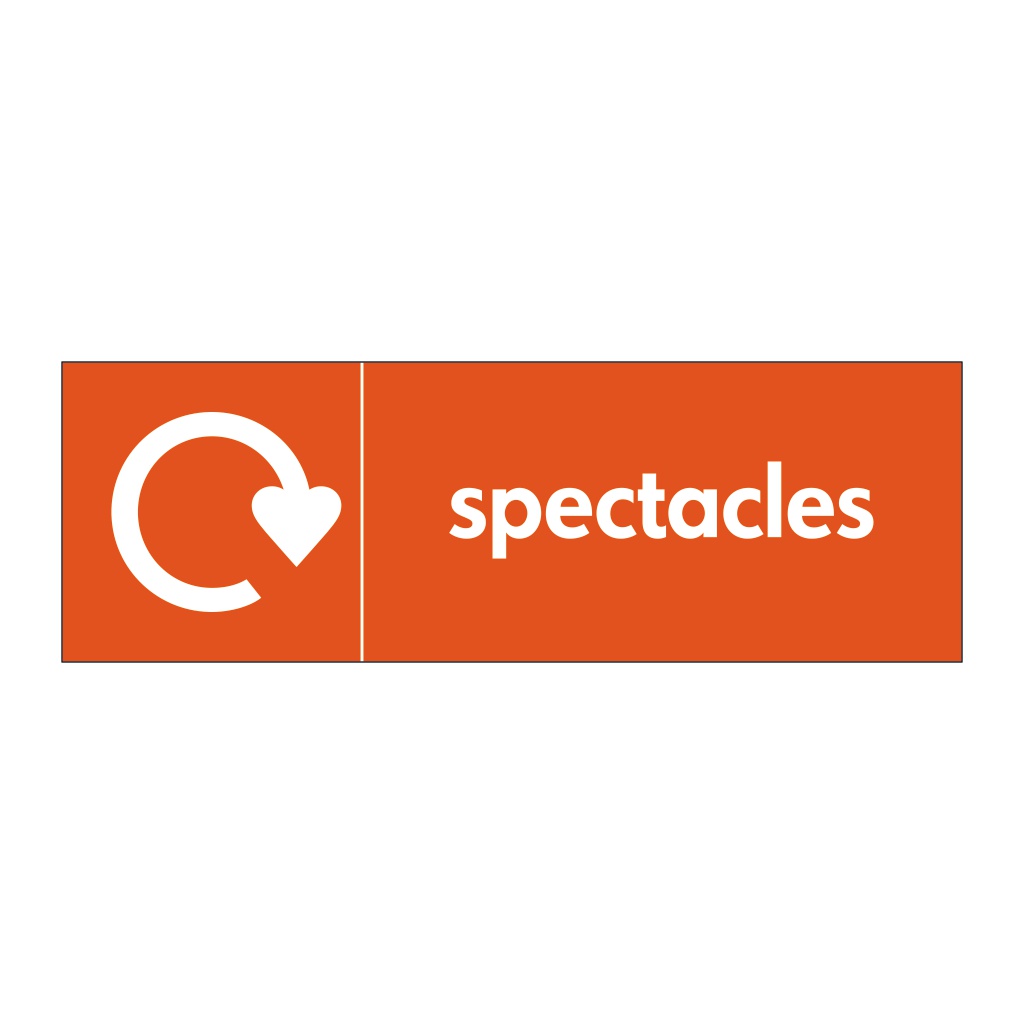 Spectacles with WRAP recycling logo sign