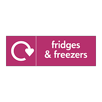 Fridges & freezers with WRAP recycling logo sign