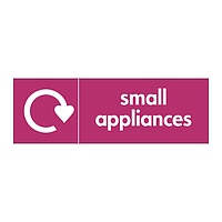 Small appliances with WRAP recycling logo sign