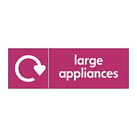 Large appliances with WRAP recycling logo sign