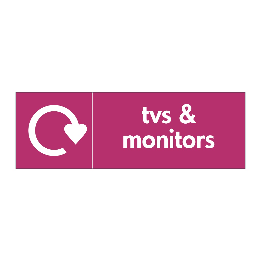 Tvs & monitors with WRAP recycling logo sign
