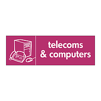 Telecoms & computers with PC and telephone icon sign