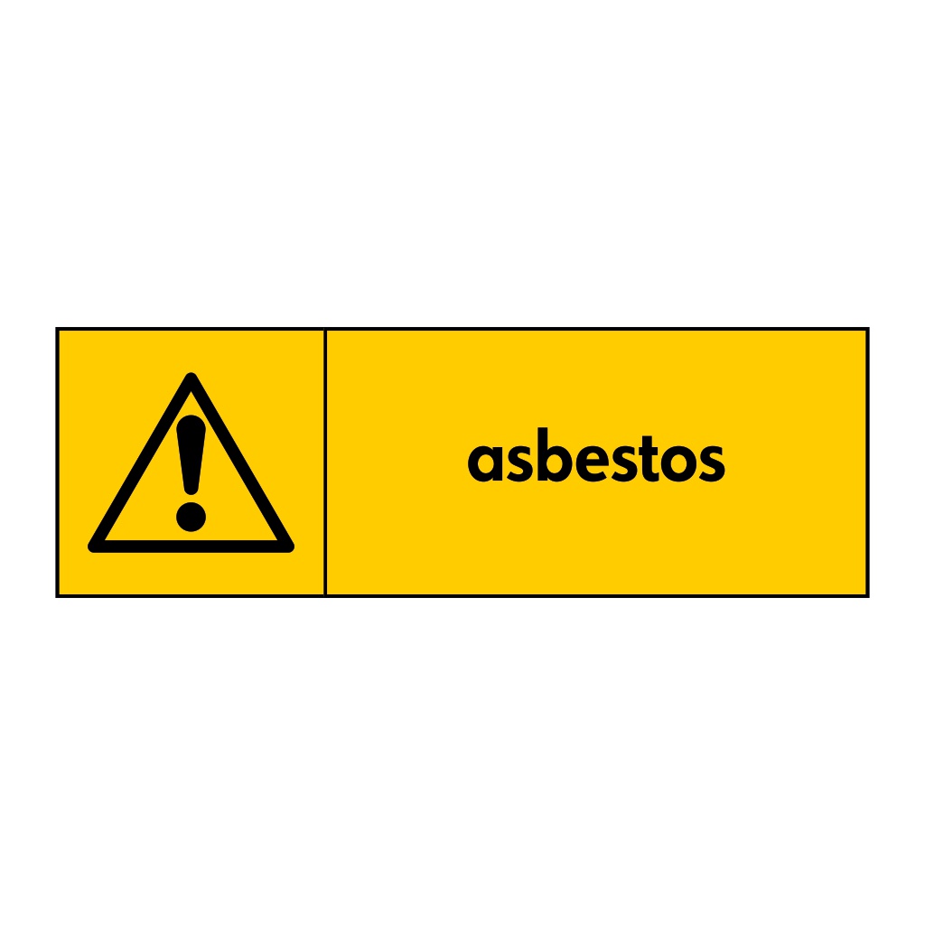 Asbestos with warning icon sign