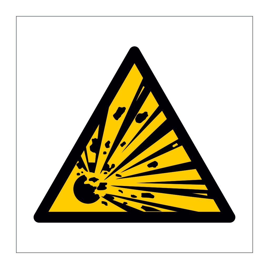 Explosive hazard warning symbol sign