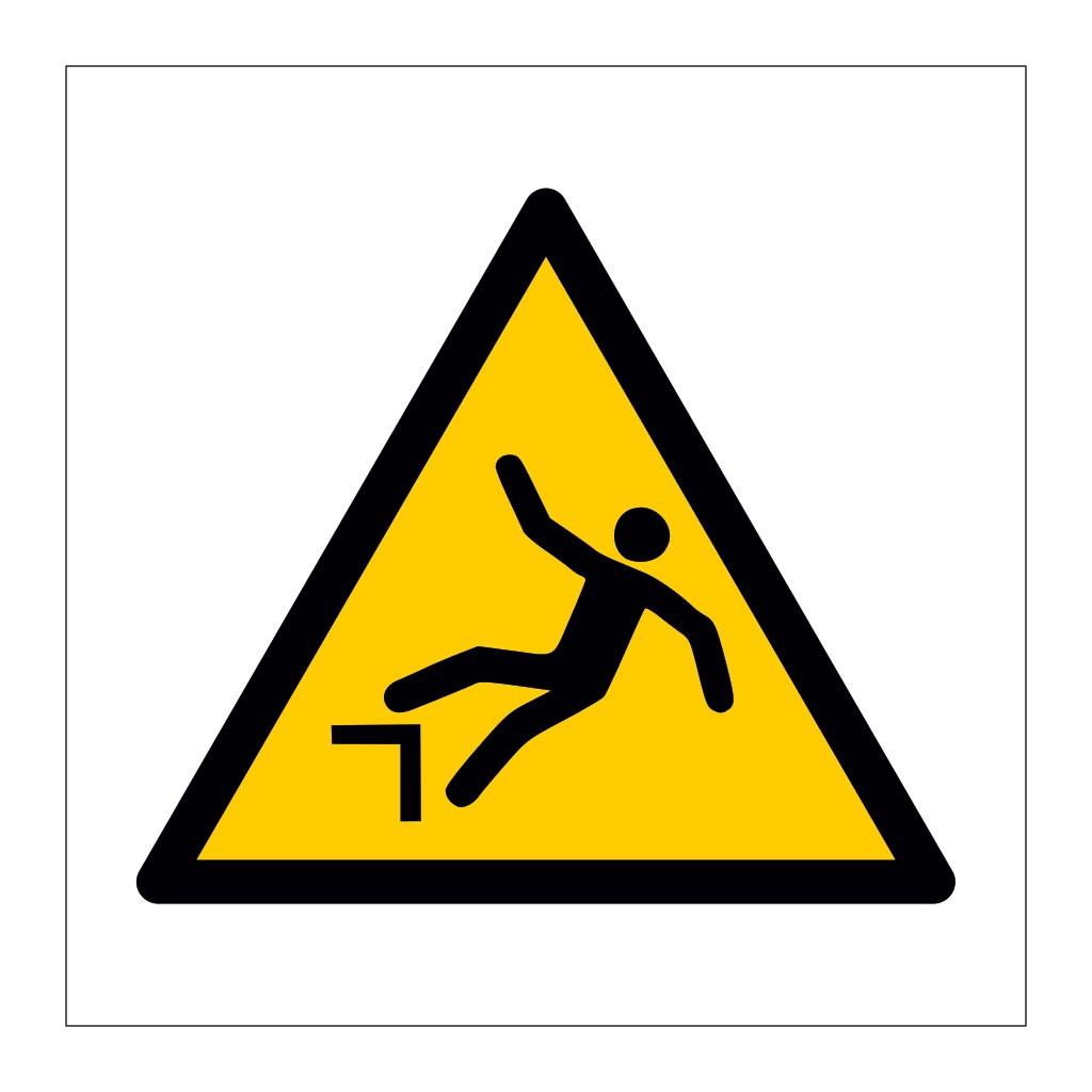 Drop or fall hazard warning symbol sign
