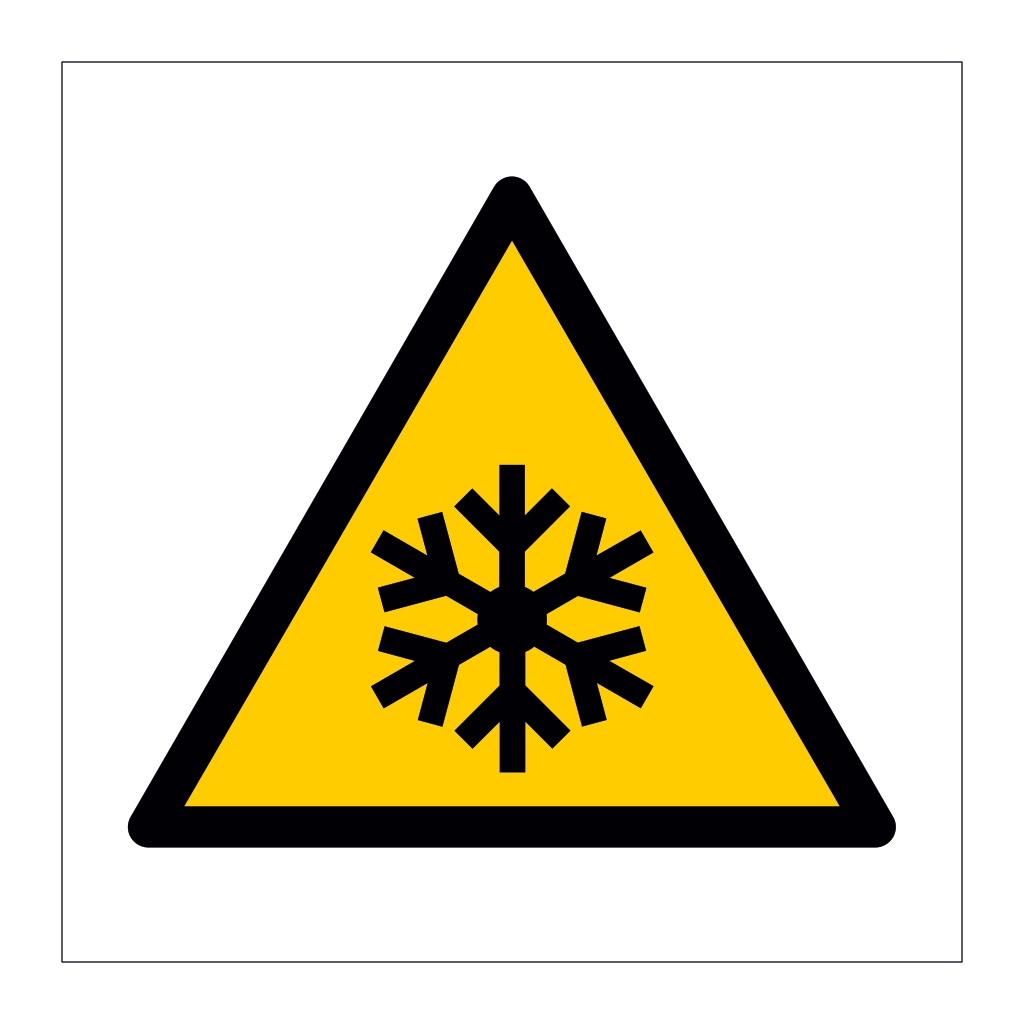 Low temperature freezing conditions hazard warning symbol sign
