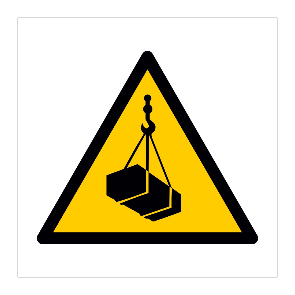 Overhead load hazard warning symbol sign