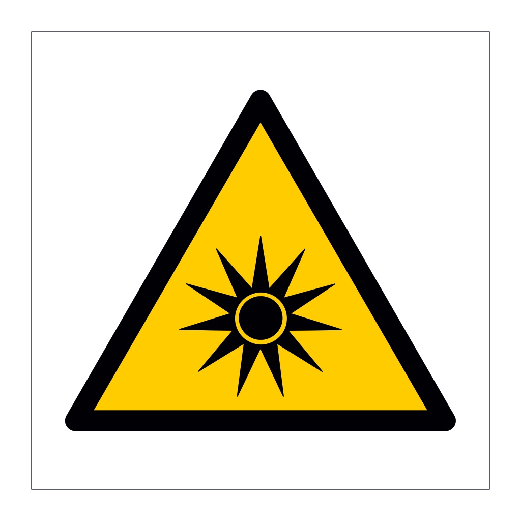 Optical radiation hazard warning symbol sign