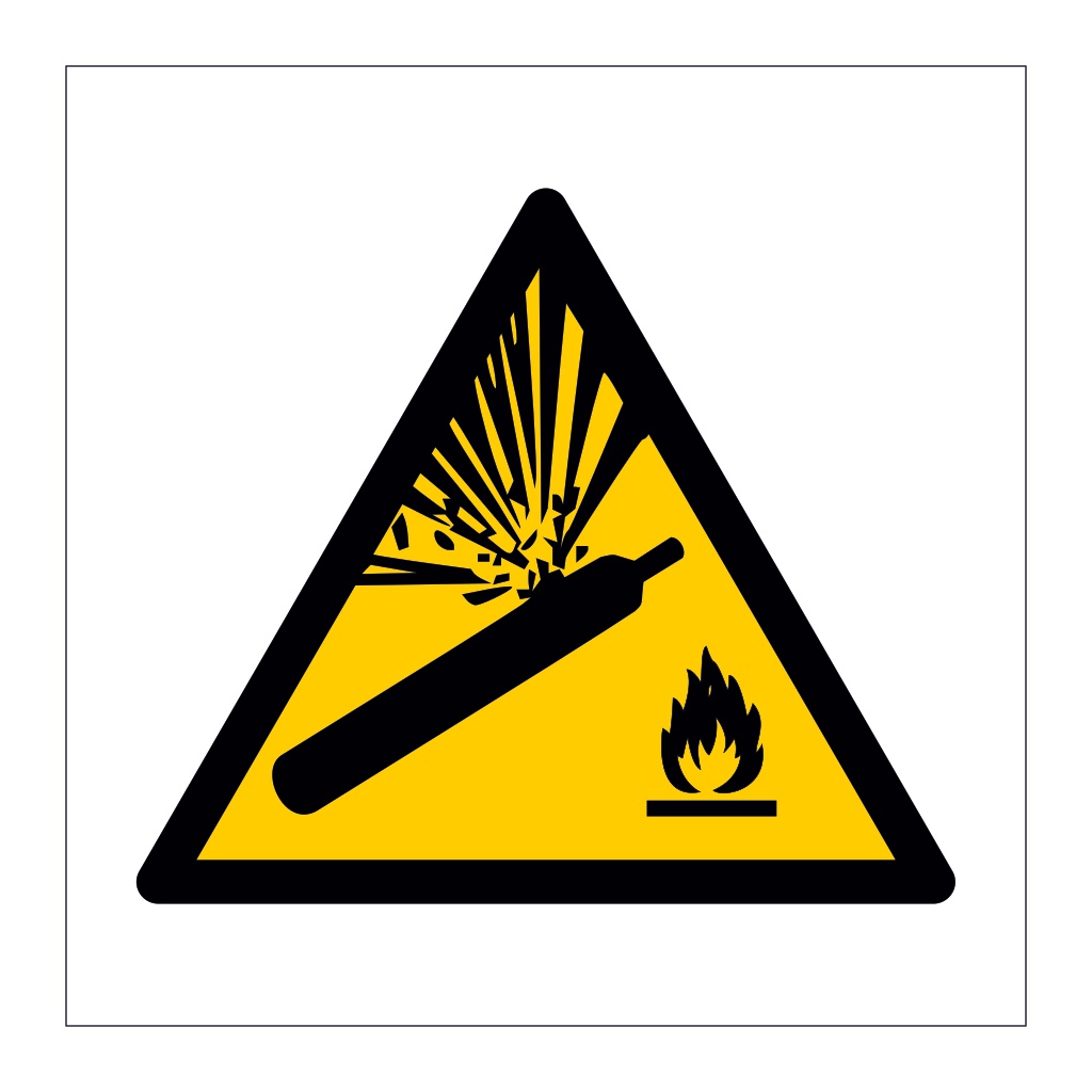 Pressurised cylinder hazard warning symbol sign