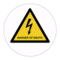 Danger of Death hazard warning symbol labels (Sheet of 18)