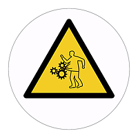 Loose clothing may become trapped in machinery hazard warning symbol labels (Sheet of 18)