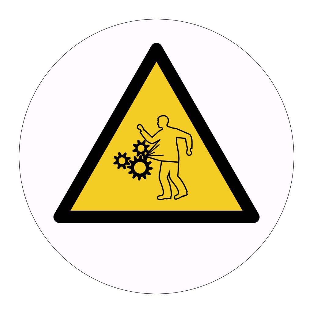 Loose clothing may become trapped in machinery hazard warning symbol labels (Sheet of 18)