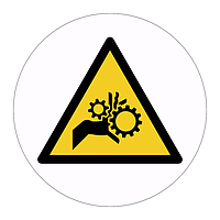 Rotating parts hazard warning symbol labels (Sheet of 18)