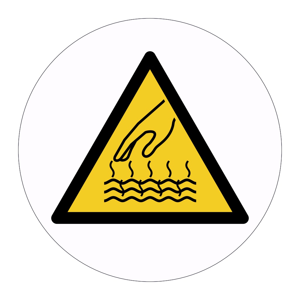 Hot surface hazard warning symbol labels (Sheet of 18)