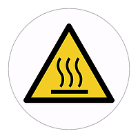 Hot surface hazard warning symbol labels (Sheet of 18)