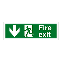 Fire exit arrow down sign