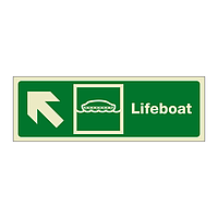 Lifeboat with Up left directional arrow (Marine Sign)