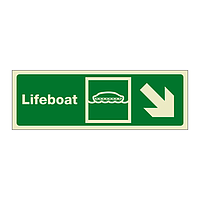 Lifeboat with down right directional arrow (Marine Sign)