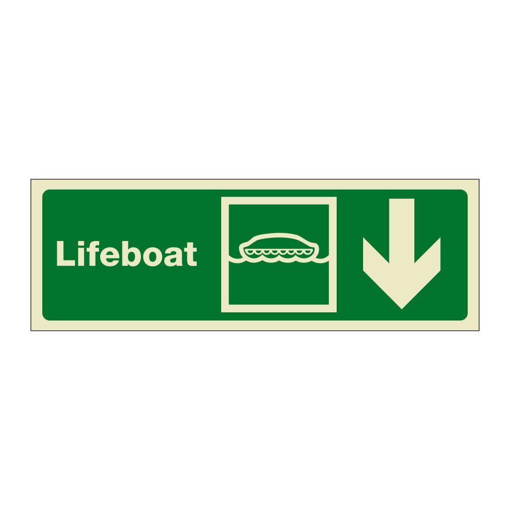 Lifeboat with down directional arrow (Marine Sign)