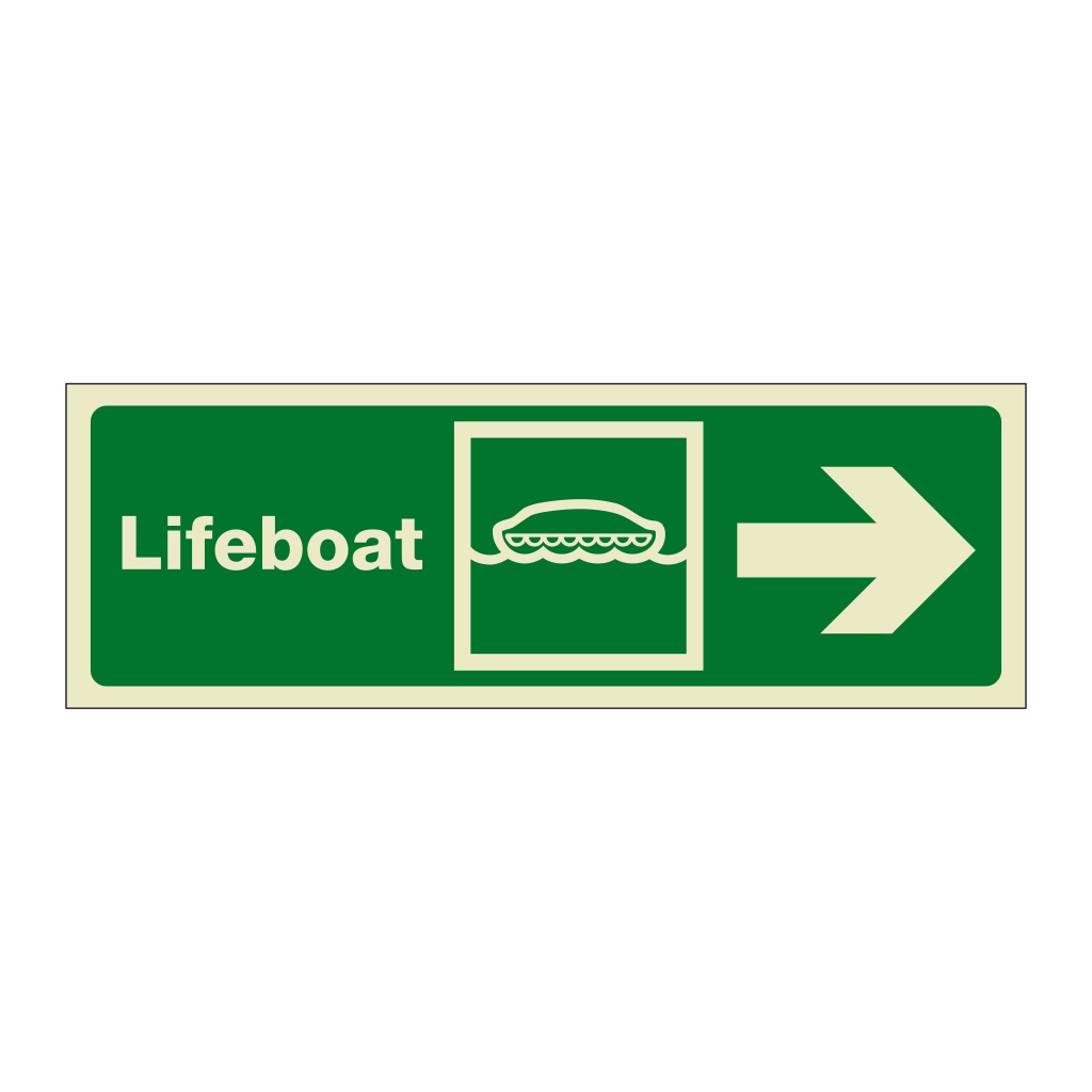 Lifeboat with right directional arrow (Marine Sign)