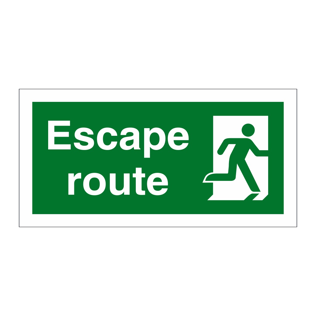 Escape Route Running Man Right sign | British Safety Signs
